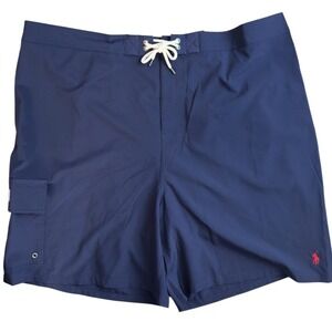 Polo Ralph‎ Lauren Mens 2XLB Navy Blue Swim Trunks Red Pony Board Shorts NWT